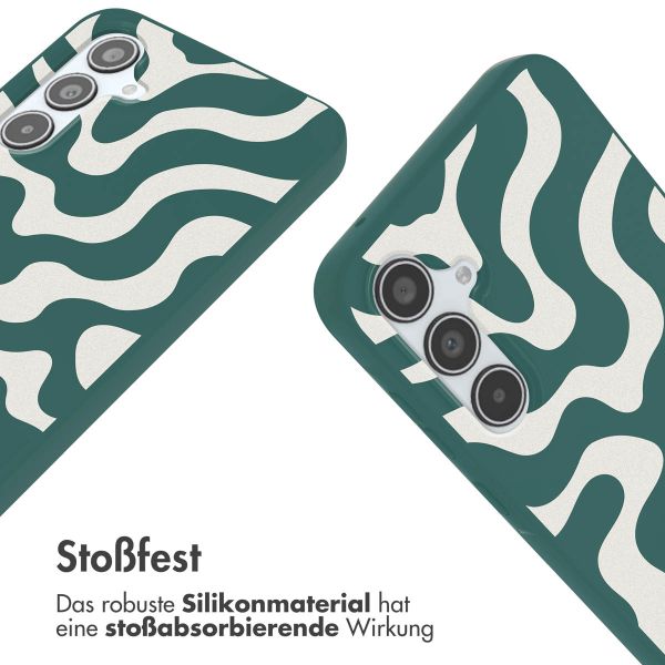 imoshion Silikonhülle design mit Band für das Samsung Galaxy A35 - Petrol Green Groovy