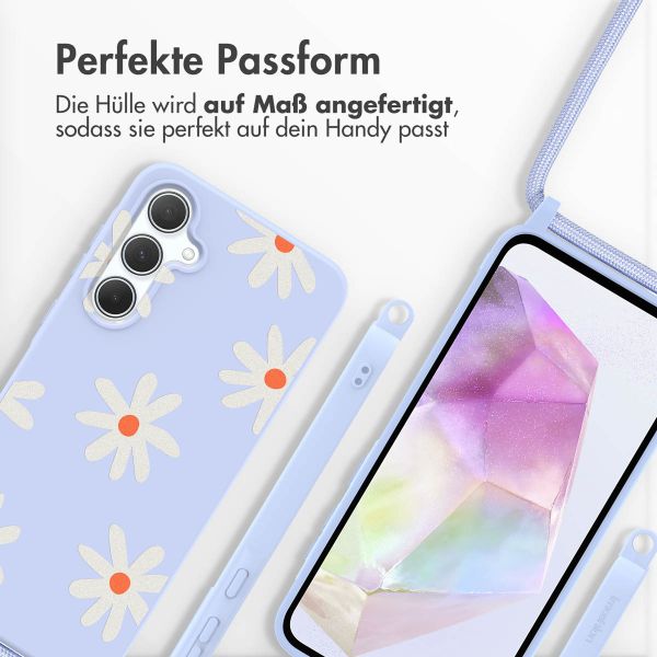 imoshion Silikonhülle design mit Band für das Samsung Galaxy A35 - Lila Flower Distance