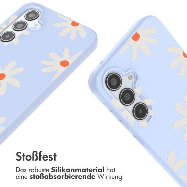 imoshion Silikonhülle design mit Band für das Samsung Galaxy A35 - Lila Flower Distance