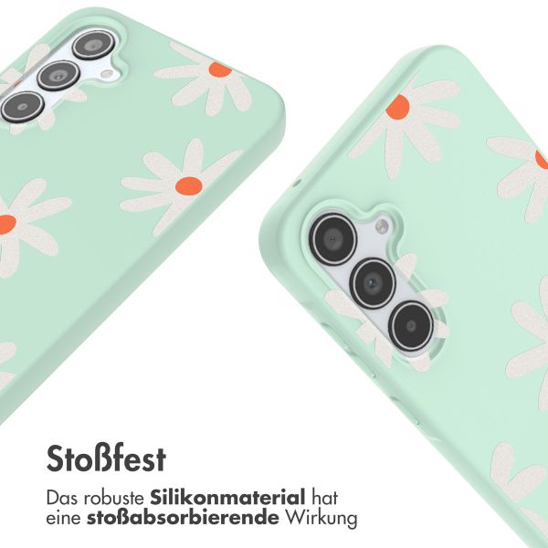 imoshion Silikonhülle design mit Band für das Samsung Galaxy A35 - Green Flower Distance