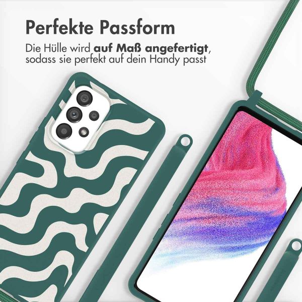 imoshion Silikonhülle design mit Band für das Samsung Galaxy A53 - Petrol Green Groovy