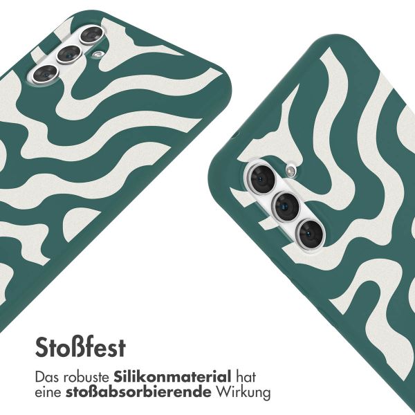 imoshion Silikonhülle design mit Band für das Samsung Galaxy A54 (5G) - Petrol Green Groovy