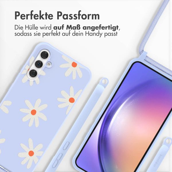 imoshion Silikonhülle design mit Band für das Samsung Galaxy A54 (5G) - Lila Flower Distance