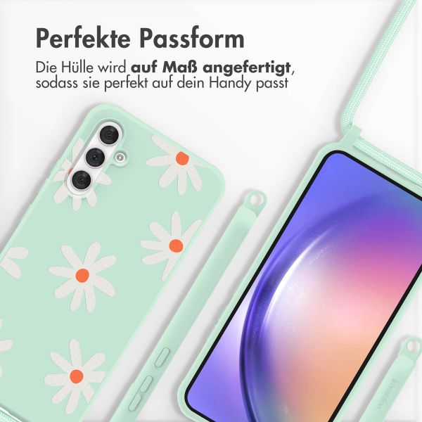 imoshion Silikonhülle design mit Band für das Samsung Galaxy A54 (5G) - Green Flower Distance