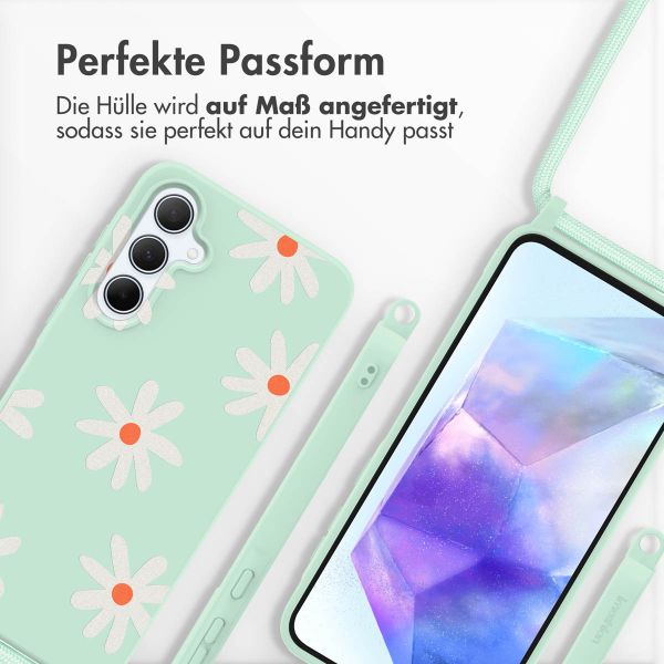 imoshion Silikonhülle design mit Band für das Samsung Galaxy A55 - Green Flower Distance