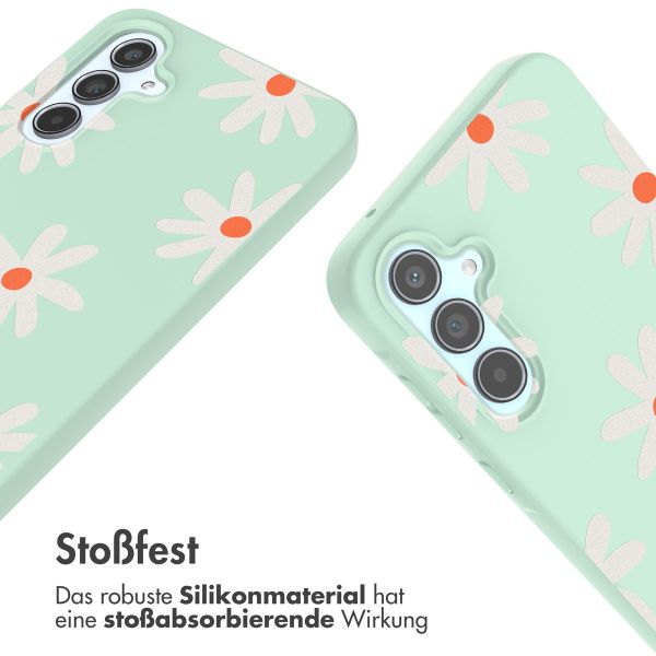 imoshion Silikonhülle design mit Band für das Samsung Galaxy A55 - Green Flower Distance