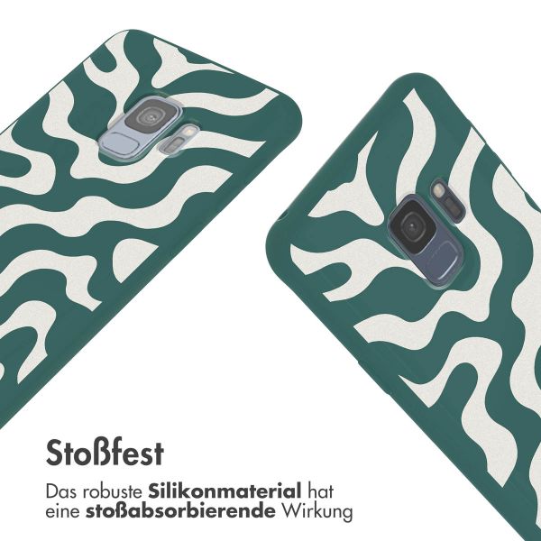 imoshion Silikonhülle design mit Band für das Samsung Galaxy S9 - Petrol Green Groovy