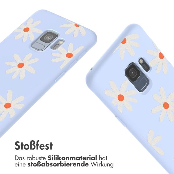 imoshion Silikonhülle design mit Band für das Samsung Galaxy S9 - Lila Flower Distance