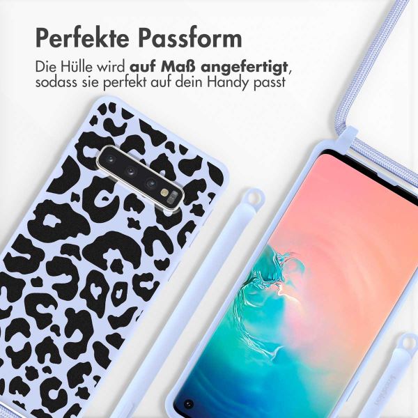 imoshion Silikonhülle design mit Band für das Samsung Galaxy S10 - Animal Lila