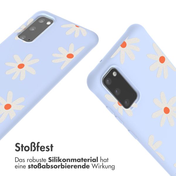 imoshion Silikonhülle design mit Band für das Samsung Galaxy S20 - Lila Flower Distance