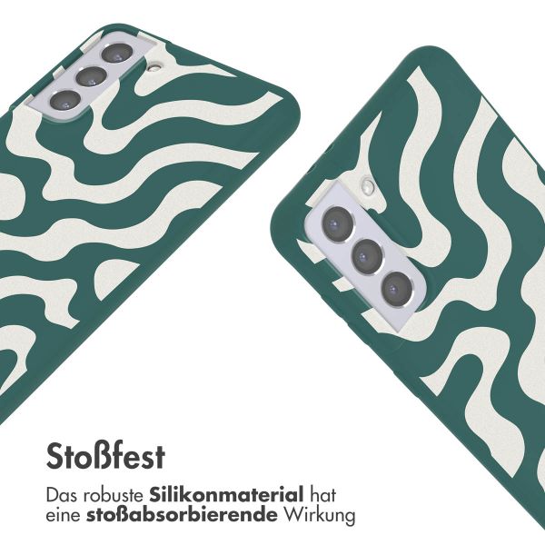 imoshion Silikonhülle design mit Band für das Samsung Galaxy S21 Plus - Petrol Green Groovy