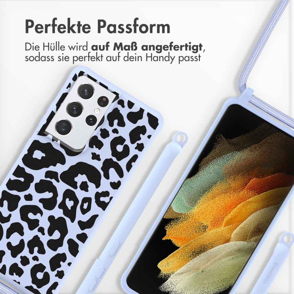 imoshion Silikonhülle design mit Band für das Samsung Galaxy S21 Ultra - Animal Lila