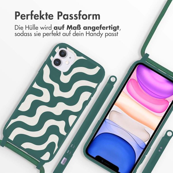 imoshion Silikonhülle design mit Band für das iPhone 11 - Petrol Green Groovy