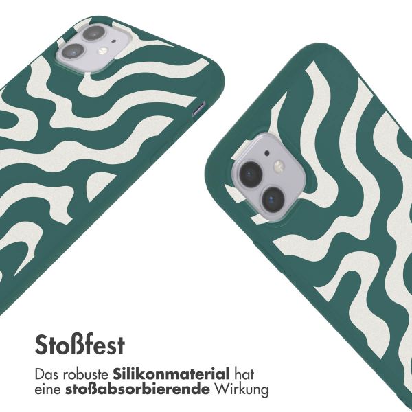 imoshion Silikonhülle design mit Band für das iPhone 11 - Petrol Green Groovy