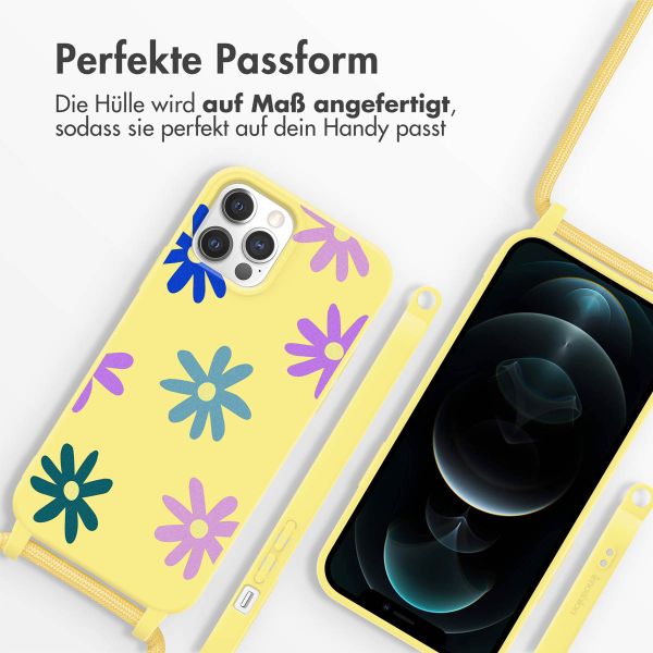 imoshion Silikonhülle design mit Band für das iPhone 12 (Pro) - Yellow Flower Distance