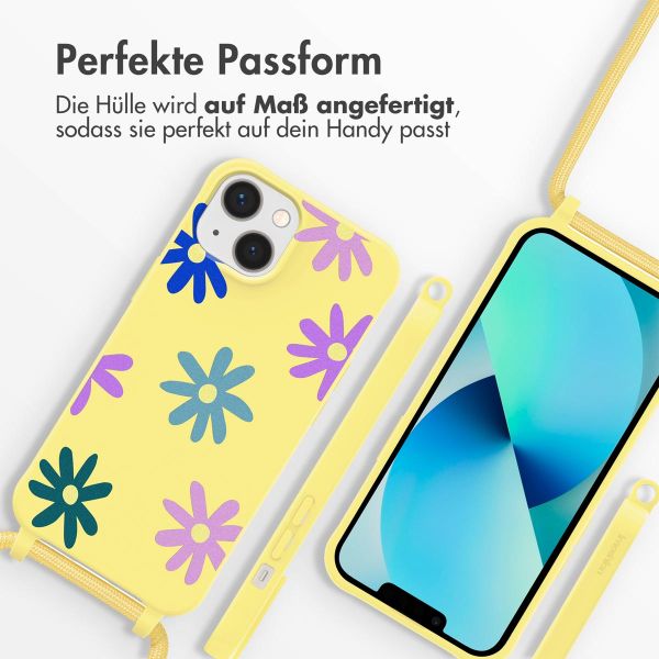 imoshion Silikonhülle design mit Band für das iPhone 13 - Yellow Flower Distance