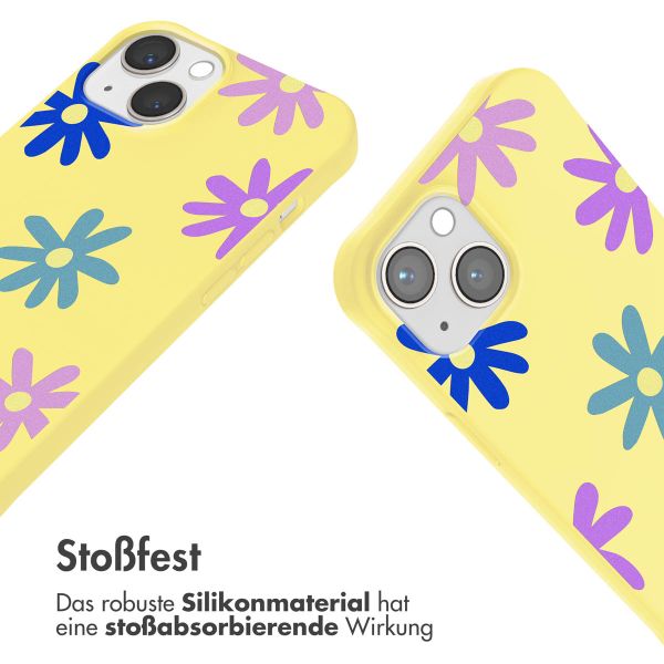 imoshion Silikonhülle design mit Band für das iPhone 13 - Yellow Flower Distance