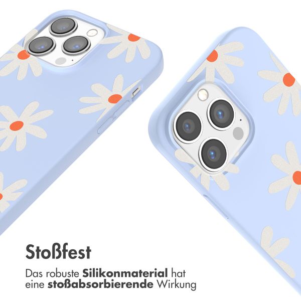 imoshion Silikonhülle design mit Band für das iPhone 13 Pro - Lila Flower Distance