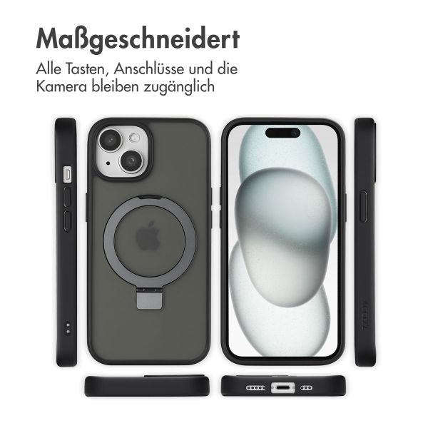 Accezz Ring Stand Backcover mit MagSafe für das iPhone 15 - Schwarz