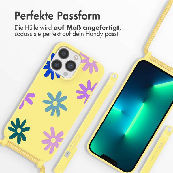 imoshion Silikonhülle design mit Band für das iPhone 13 Pro - Yellow Flower Distance