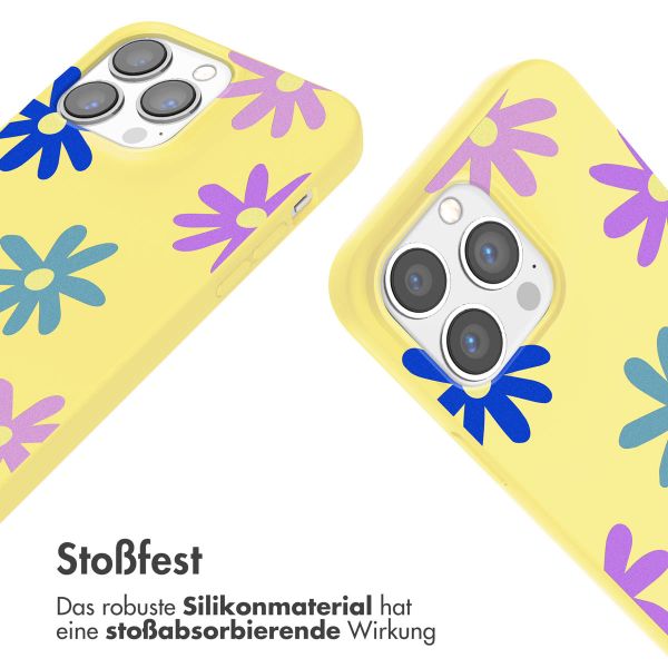 imoshion Silikonhülle design mit Band für das iPhone 13 Pro - Yellow Flower Distance