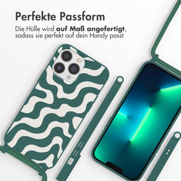 imoshion Silikonhülle design mit Band für das iPhone 13 Pro Max - Petrol Green Groovy