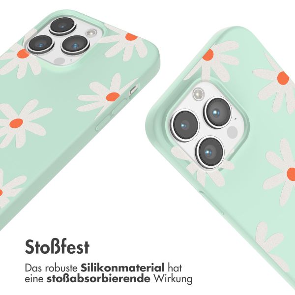 imoshion Silikonhülle design mit Band für das iPhone 14 Pro - Green Flower Distance