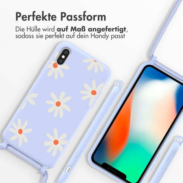 imoshion Silikonhülle design mit Band für das iPhone X / Xs - Lila Flower Distance