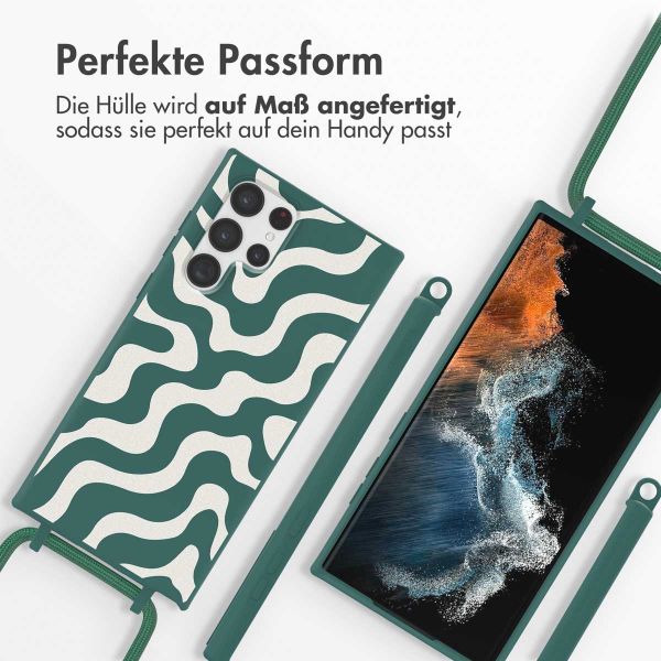 imoshion Silikonhülle design mit Band für das Samsung Galaxy S22 Ultra - Petrol Green Groovy