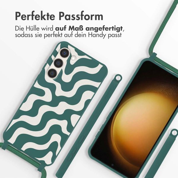 imoshion Silikonhülle design mit Band für das Samsung Galaxy S23 - Petrol Green Groovy