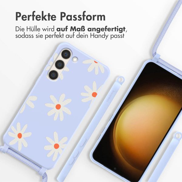 imoshion Silikonhülle design mit Band für das Samsung Galaxy S23 - Lila Flower Distance