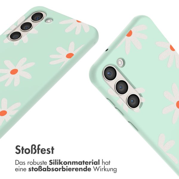 imoshion Silikonhülle design mit Band für das Samsung Galaxy S23 - Green Flower Distance