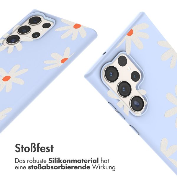 imoshion Silikonhülle design mit Band für das Samsung Galaxy S23 Ultra - Lila Flower Distance