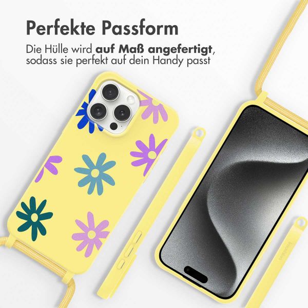 imoshion Silikonhülle design mit Band für das iPhone 15 Pro - Yellow Flower Distance