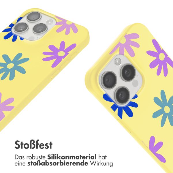 imoshion Silikonhülle design mit Band für das iPhone 15 Pro - Yellow Flower Distance