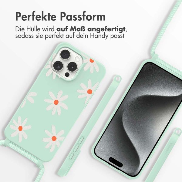 imoshion Silikonhülle design mit Band für das iPhone 15 Pro - Green Flower Distance