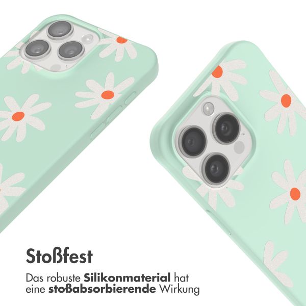 imoshion Silikonhülle design mit Band für das iPhone 15 Pro - Green Flower Distance