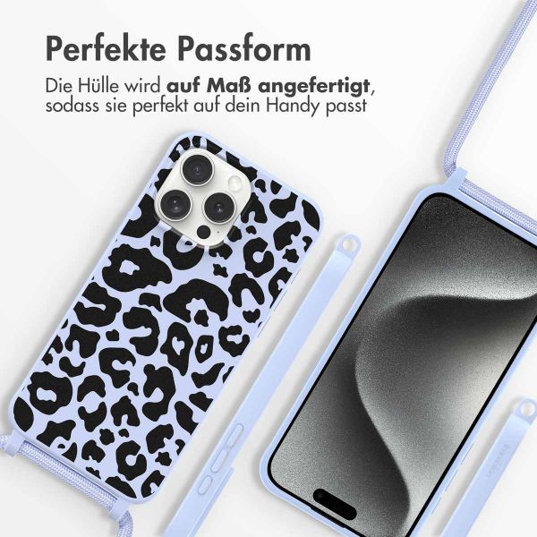 imoshion Silikonhülle design mit Band für das iPhone 15 Pro Max - Animal Lila