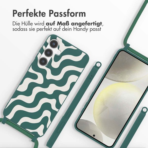 imoshion Silikonhülle design mit Band für das Samsung Galaxy S24 - Petrol Green Groovy