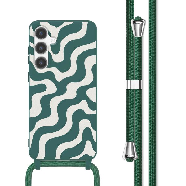 imoshion Silikonhülle design mit Band für das Samsung Galaxy S24 - Petrol Green Groovy