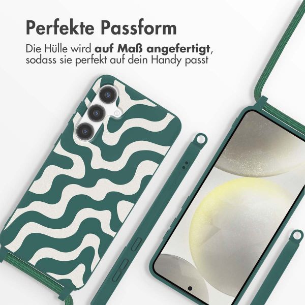 imoshion Silikonhülle design mit Band für das Samsung Galaxy S24 Plus - Petrol Green Groovy