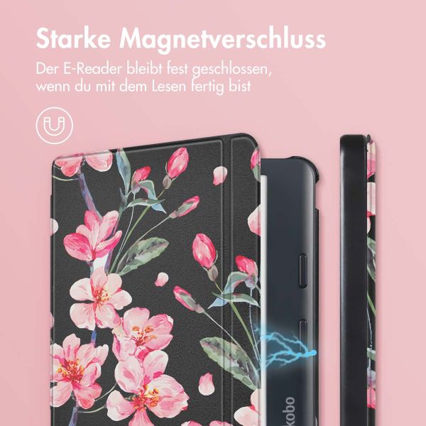 imoshion Design Slim Hard Case Sleepcover mit Stand für das Kobo Libra Colour - Blossom