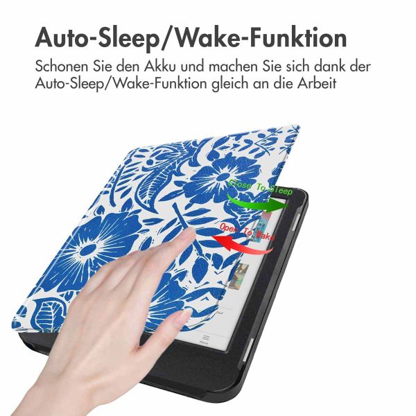 imoshion Design Slim Hard Case Sleepcover für das Kobo Clara Colour / Kobo Clara BW - Flower Tile