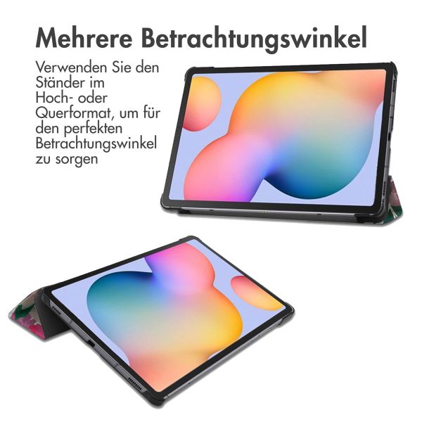 iMoshion Design Trifold Klapphülle für das Samsung Galaxy Tab S6 Lite (2020-2024) - Floral Water Color