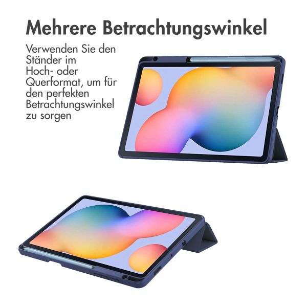 imoshion Trifold Hardcase Klapphülle für das Samsung Galaxy Tab S6 Lite (2020/2022/2024) - Dunkelblau