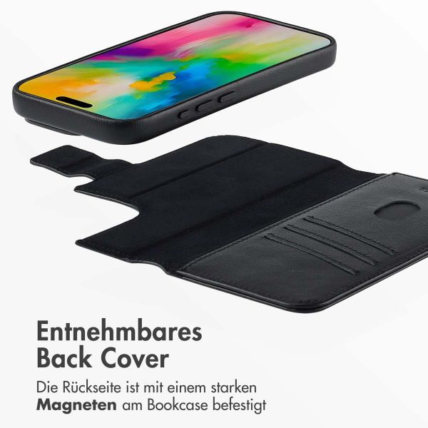 Accezz 2-in-1 Klapphülle aus Leder mit MagSafe für das iPhone 16 Pro Max - Onyx Black