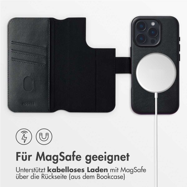 Accezz 2-in-1 Klapphülle aus Leder mit MagSafe für das iPhone 16 Pro Max - Onyx Black