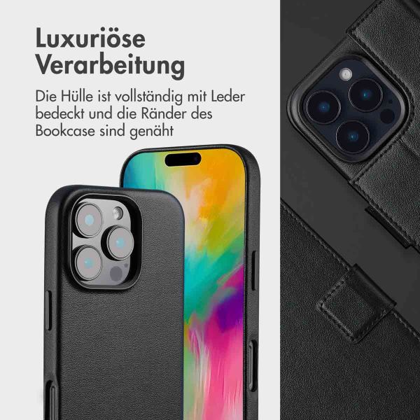 Accezz 2-in-1 Klapphülle aus Leder mit MagSafe für das iPhone 16 Pro Max - Onyx Black