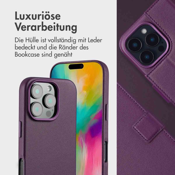 Accezz 2-in-1 Klapphülle aus Leder mit MagSafe für das iPhone 16 Pro Max - Heath Purple