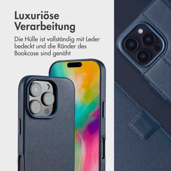 Accezz 2-in-1 Klapphülle aus Leder mit MagSafe für das iPhone 16 Pro Max - Nightfall Blue